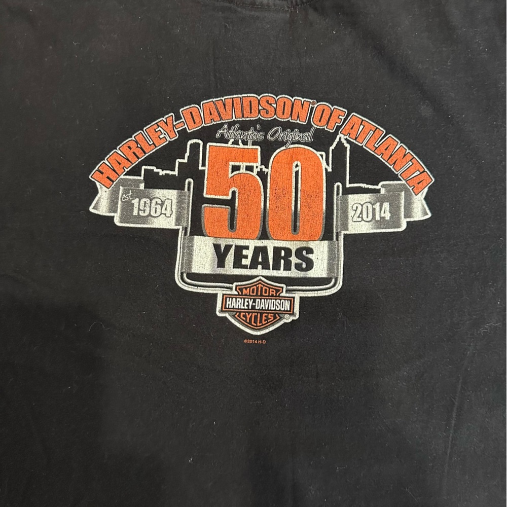 Harley Davidson graphic tee shirt Mens med 2014 Atlanta 50th anniversary short - Picture 5 of 6